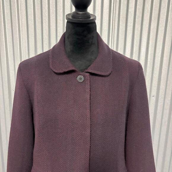 Pendleton Wool Blend Jacket Petite 14 Maroon Plum Herringbone Blazer Lined - Picture 9 of 9
